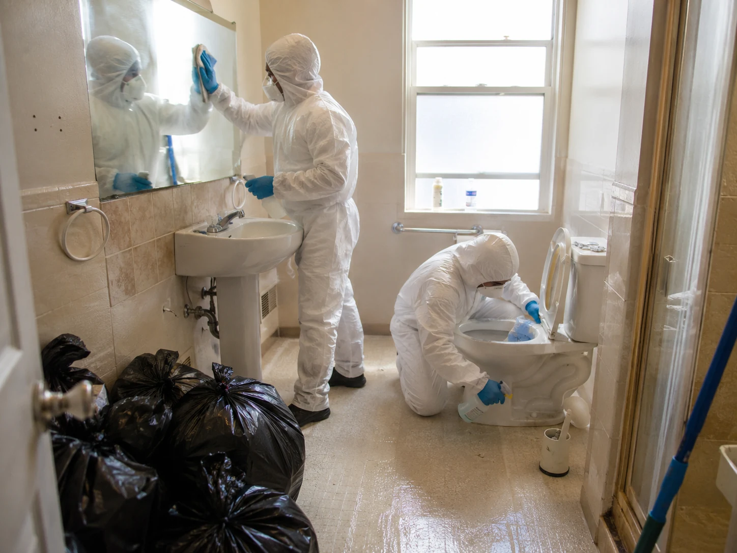Specialist cleaner at work
