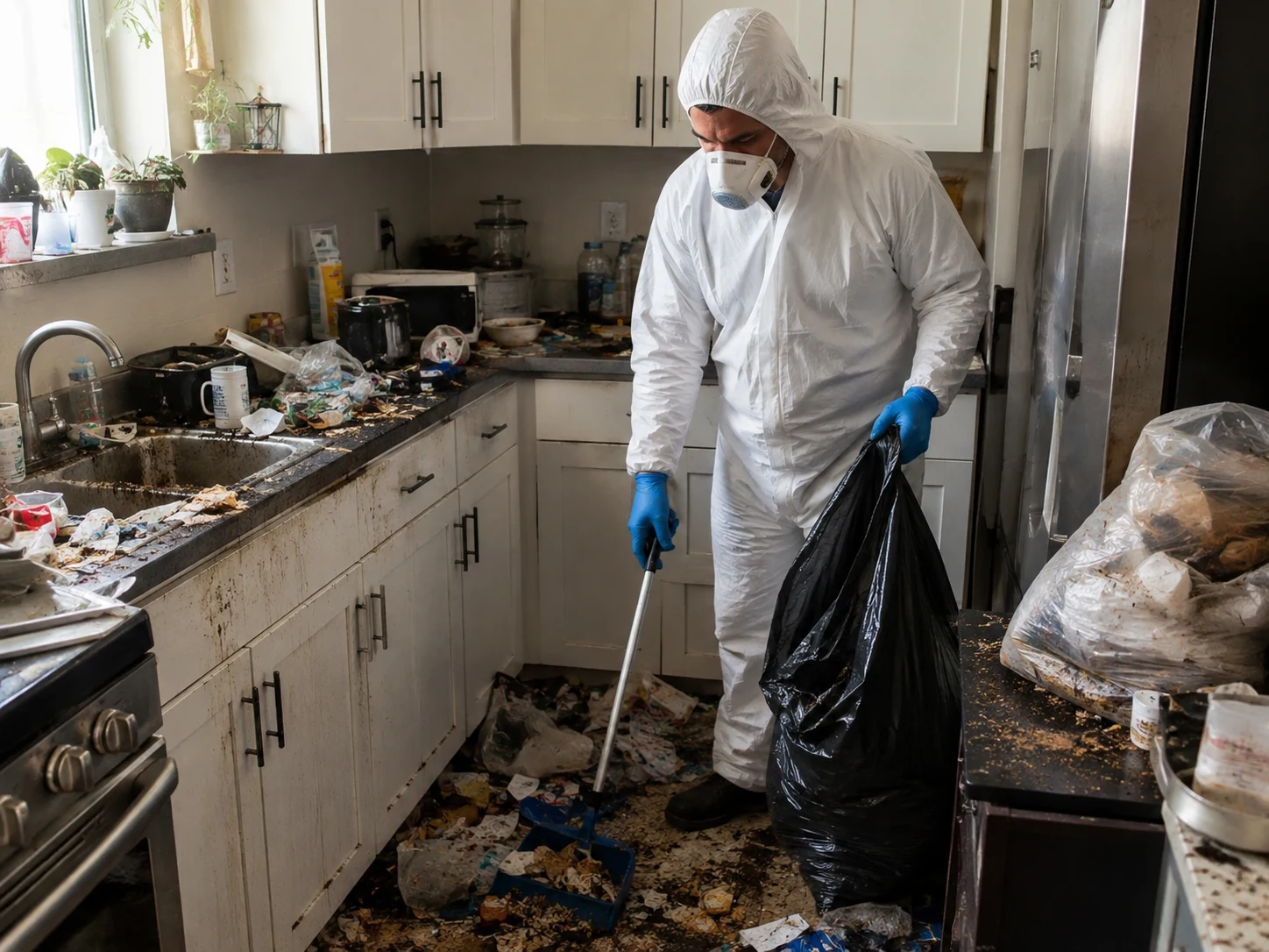 Specialist cleaner working inside a London home